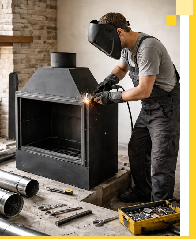 Продажа и установка металлических каминов в Тутаеве под ключ