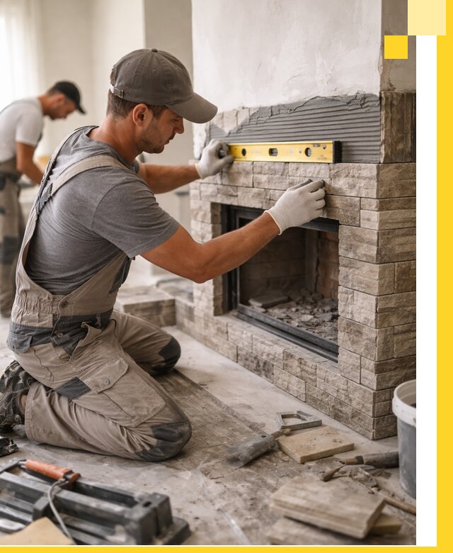 Облицовка каминов в Тутаеве, монтаж и отделка натуральным камнем