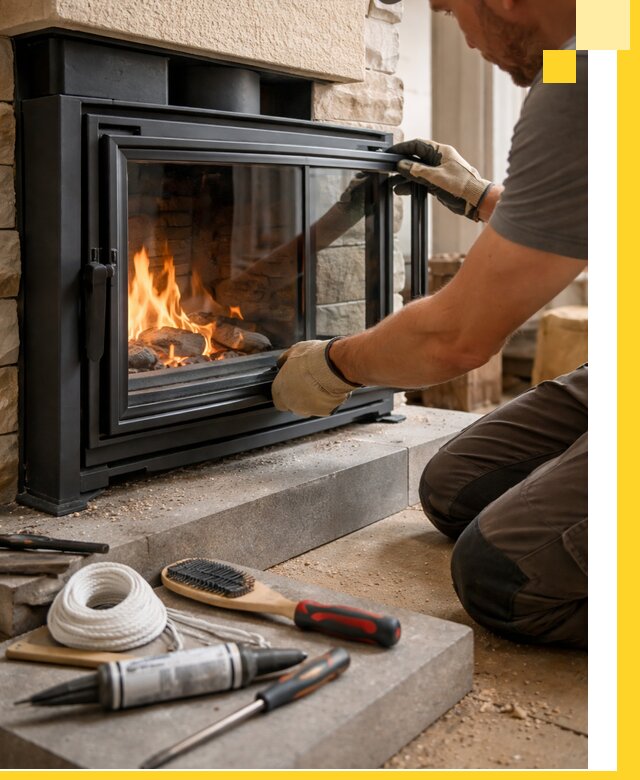 Производство, монтаж и доставка каминов со стеклом в Тутаеве