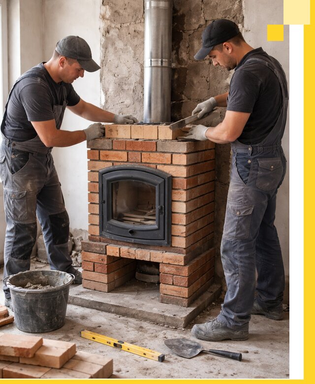 Монтаж печи камина под ключ в Тутаеве с гарантией и пусконаладкой