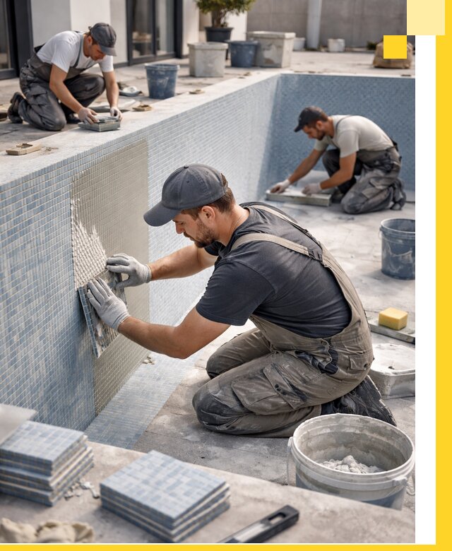 Облицовка бассейнов в Тутаеве плитка мозаика гидроизоляция