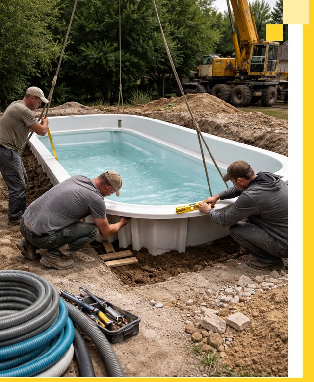 Установка и монтаж композитных бассейнов под ключ в Тутаеве