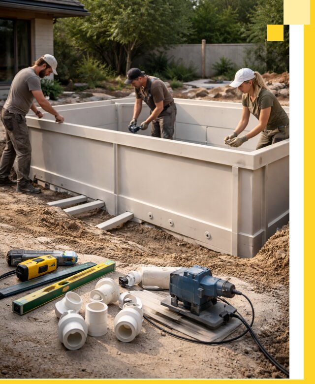 Установка полипропиленовых бассейнов под ключ в Тутаеве