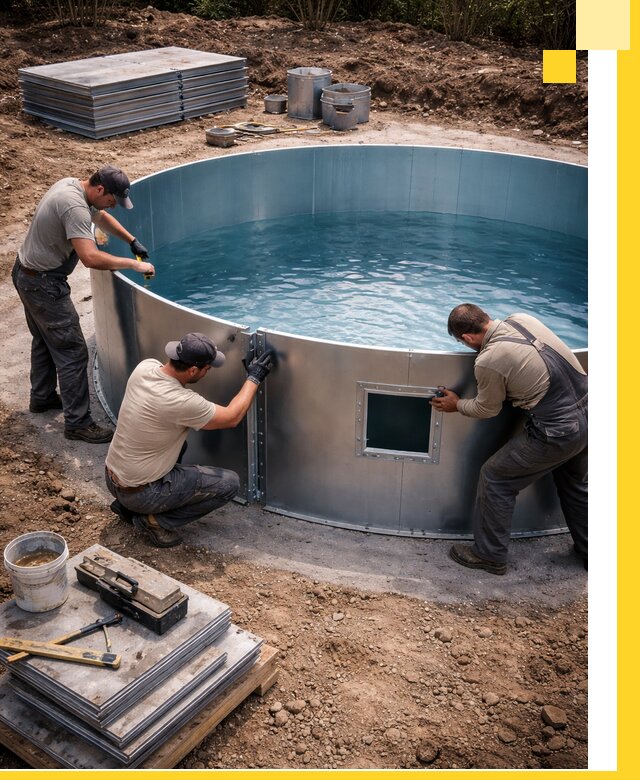 Круглые бассейны под ключ в Тутаеве проектирование и монтаж