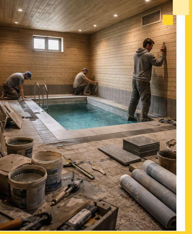 Строительство бани с бассейном и сауной под ключ в Тутаеве