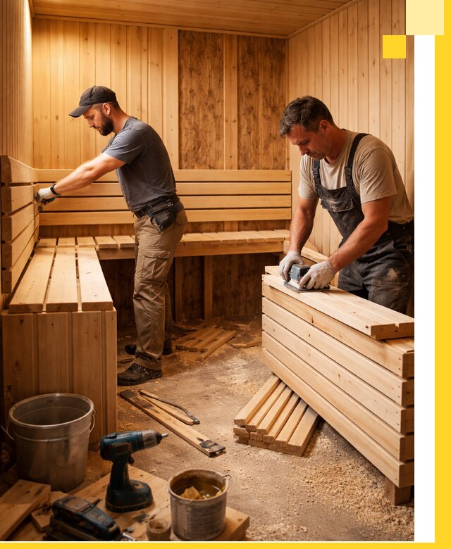 Профессиональный комплексный ремонт саун под ключ в Тутаеве