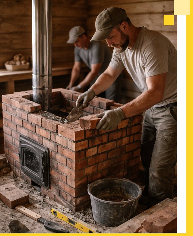 Кирпичные печи для бани под ключ в Тутаеве, проект и монтаж