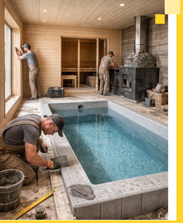 Проект бани с бассейном и сауной в Тутаеве под ключ