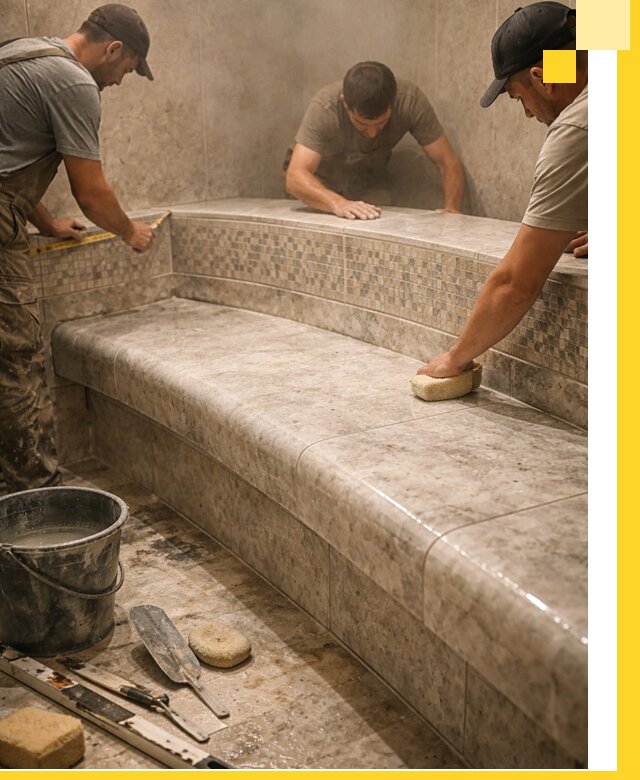 Изготовление и установка сидений для хамама в Тутаеве