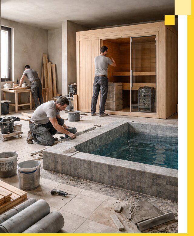 SPA зоны под ключ с бассейном сауной и печью в Тутаеве